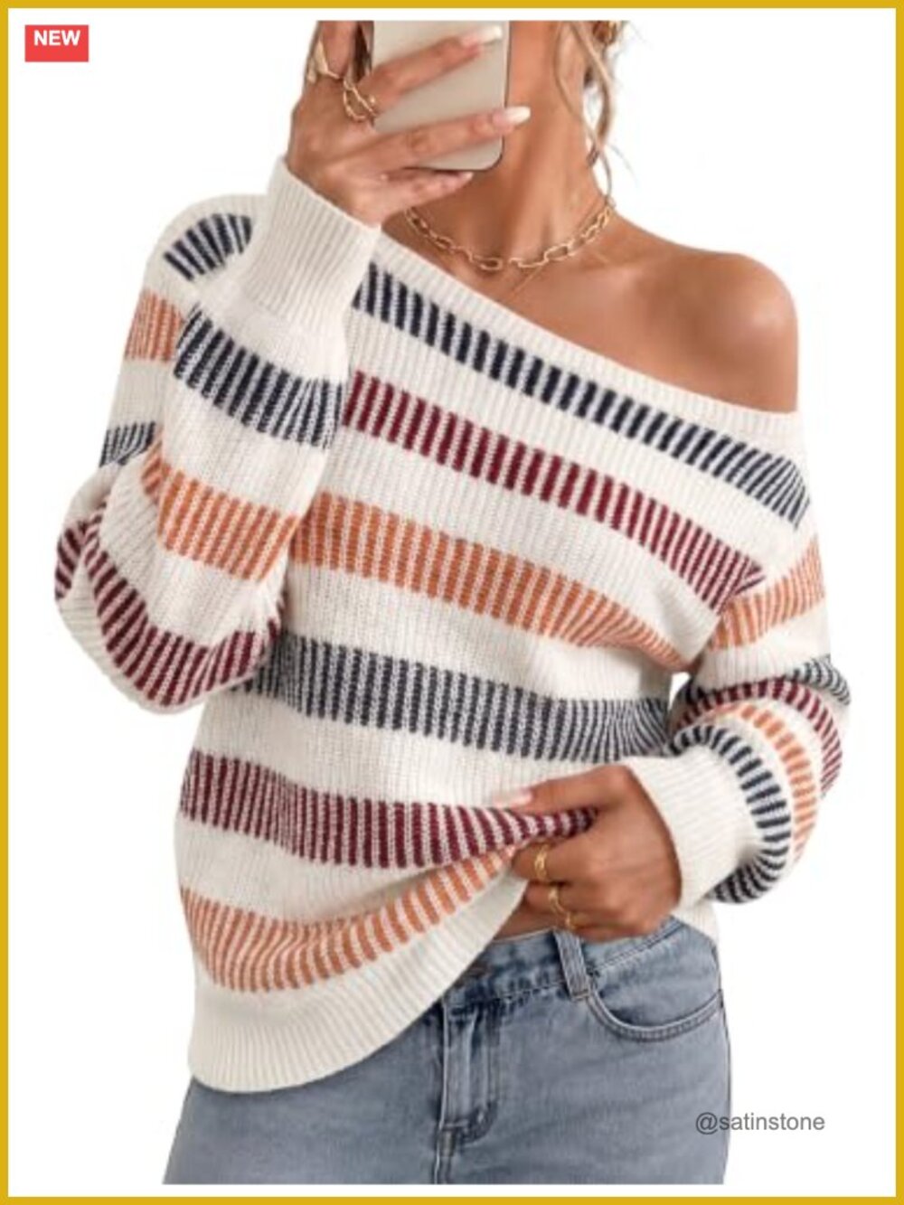 Women's Off Shoulder Sweater Long Sleeve Crochet Knit Pullover